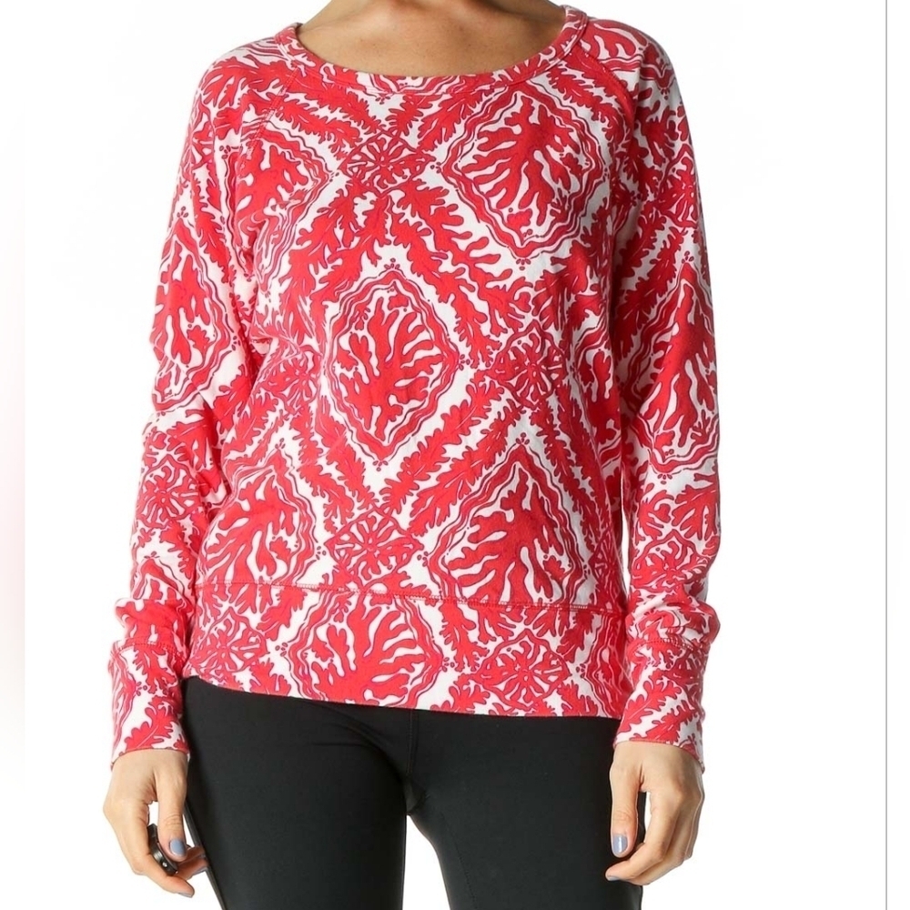 Lilly Pulitzer White Kingsley Island Coral Reef Madness Terry Shirt Med…